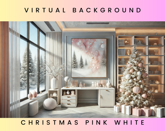 Christmas Pink White Zoom Background