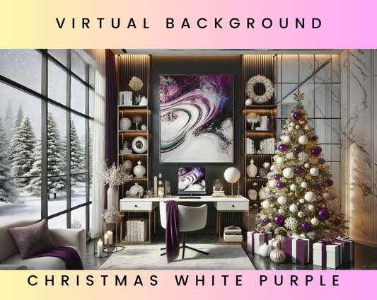 Christmas White Purple  Modern Winter Snow Zoom Background