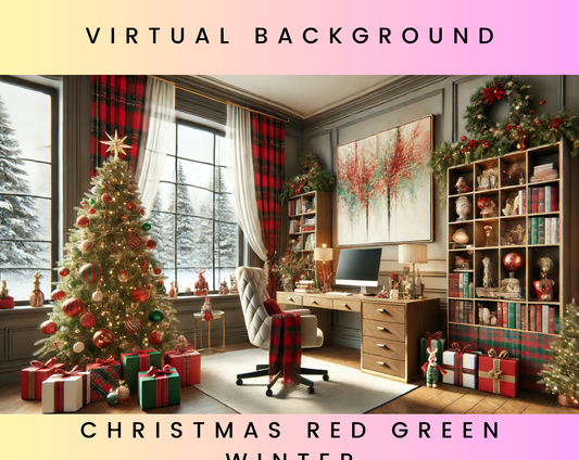 Christmas Red Green Winter Zoom Background