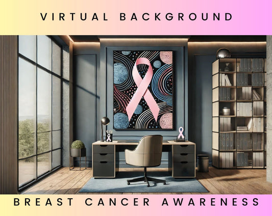 Masculine Breast Cancer Awareness Navy Blue Zoom Background