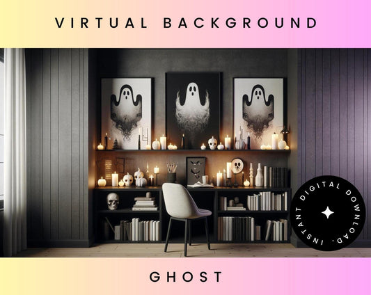 Ghost Halloween Farmhouse Zoom Backgrounds